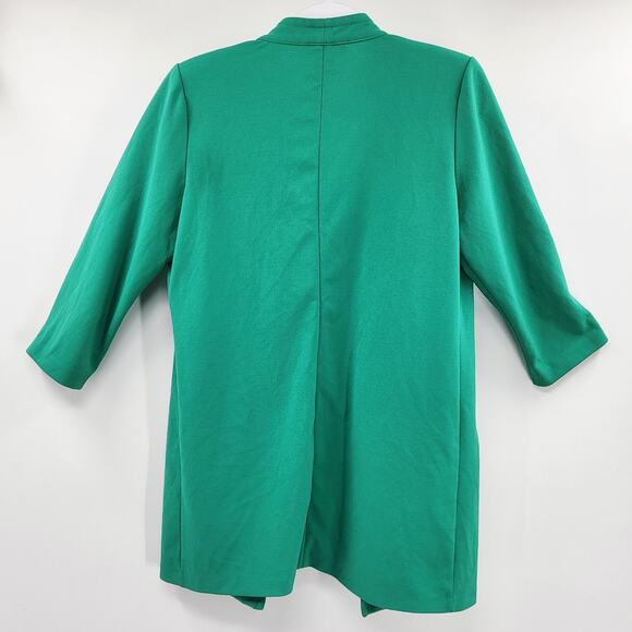 Vintage NYCC Green Open Front Longline Pockets Collared Blazer Jacket Women's S - Picture 2 of 5